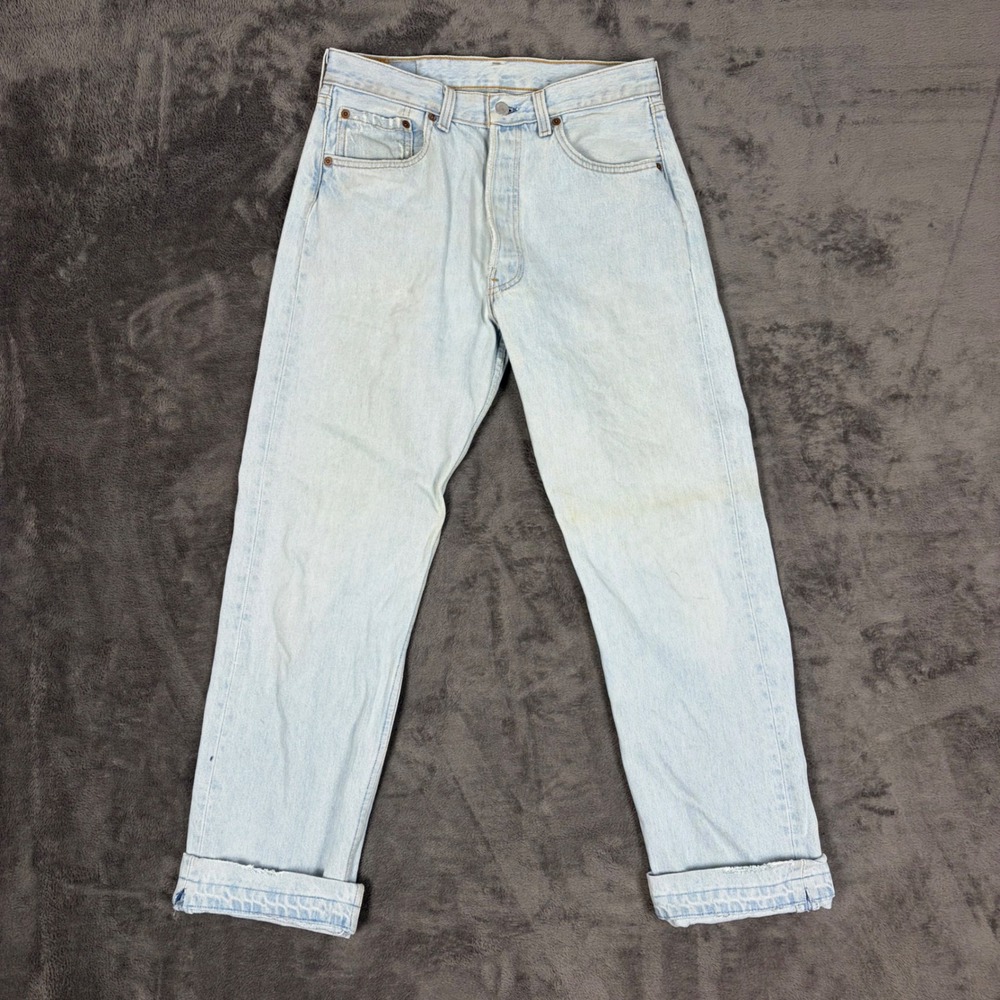 Vintage Levis Jeans Mens 30 Light Wash 501 Original Fit Denim Made in USA 90s